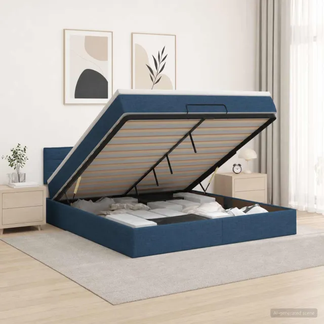 vidaXL Ottoman bed met matras met hoofdeinde Blauw 140 x 190 cm Stof