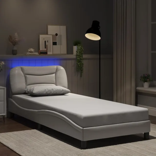vidaXL Bedframe met LED zonder matras "Hvar" wit 90x200 cm
