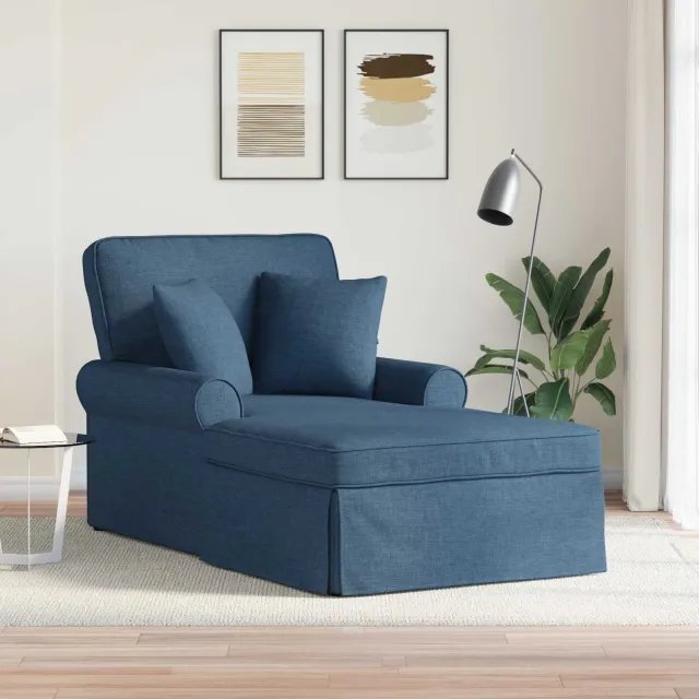 vidaXL Chaise Lounge met Rok 3 st Blauw Stof 91 x 157 x 91 cm, foto 2