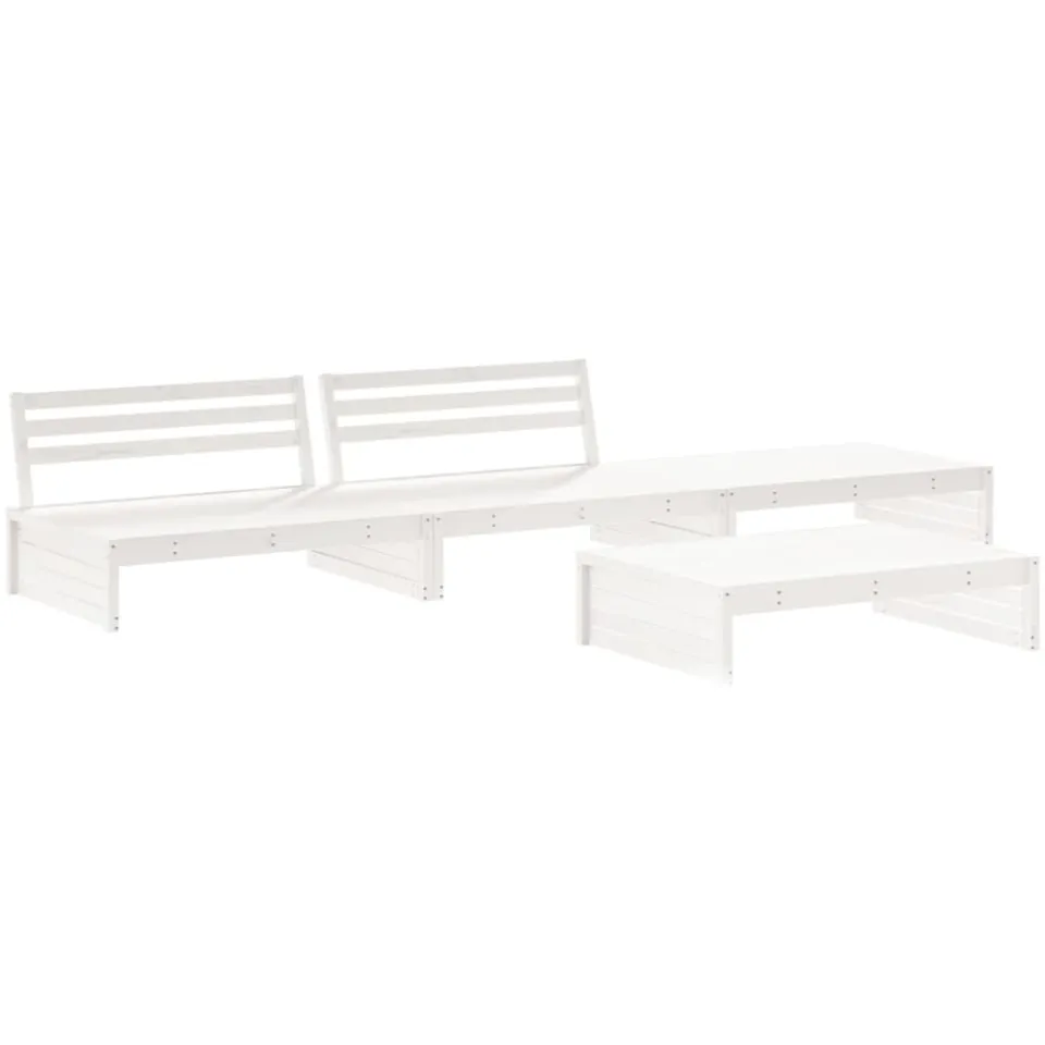 vidaXL 4-delige Loungeset met kussens massief hout wit