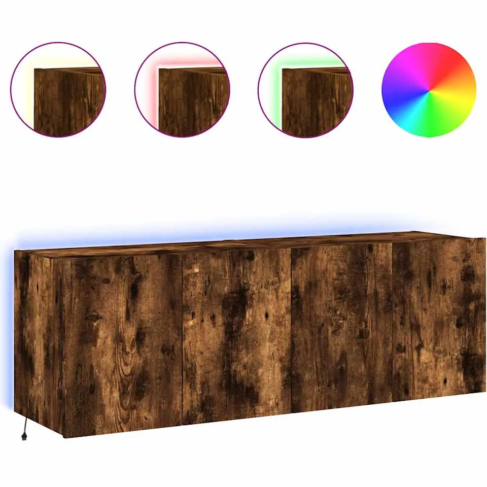 vidaXL Tv-wandmeubels met LED 2 st 60x35x41 cm gerookt eikenkleurig Bruin