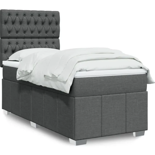 vidaXL Boxspring met matras stof donkergrijs 80x200 cm grijs