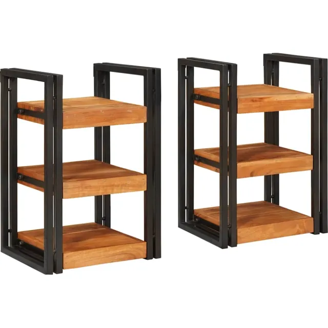 vidaXL Nachtkastje 2 st Bruin en zwart 38 x 33 x 58 cm