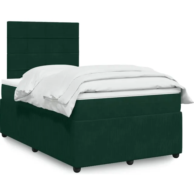 vidaXL Boxspring met matras fluweel donkergroen 120x190 cm groen