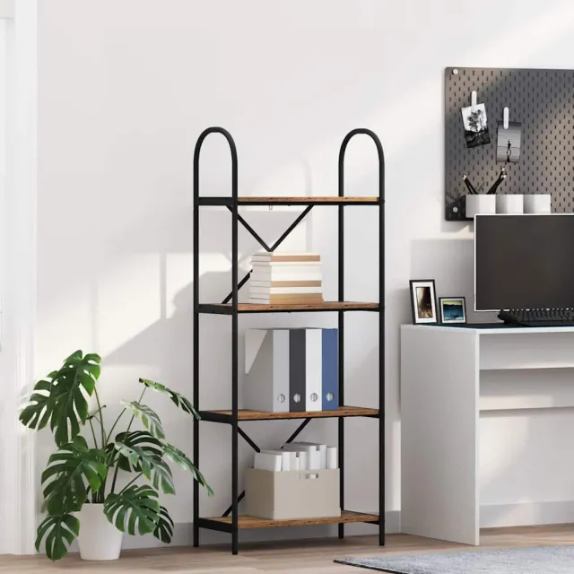 vidaXL Boekenkast 4-laags 60 x 30 x 146 cm Bewerkt hout Oudhout bruin, foto 2