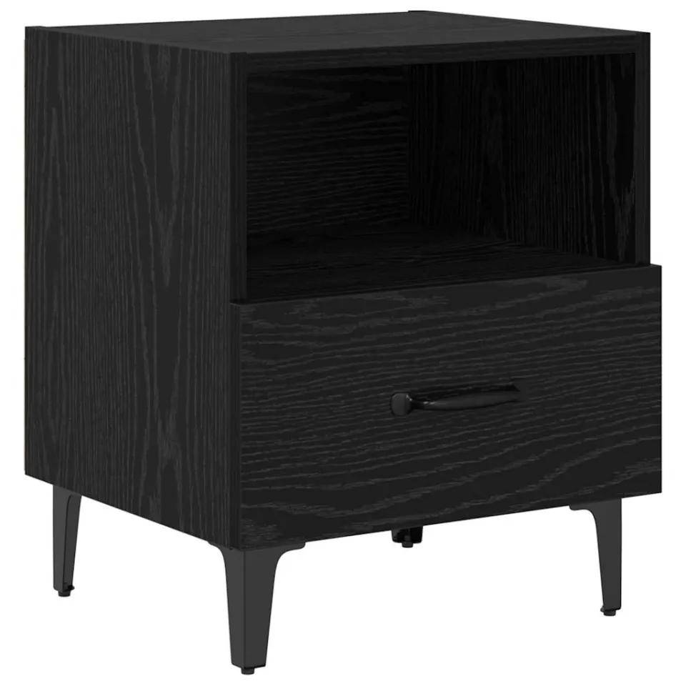 vidaXL Nachtkastje Zwart Eiken 40 x 35 x 47,5 cm Bewerkt hout, foto 3