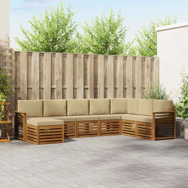 vidaXL Buiten bankenset 8 st 8-zits Natuurlijk en Beige