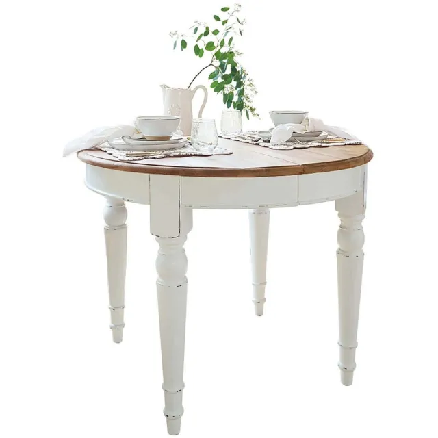 Loberon Eettafel Pinecrest wit/bruin