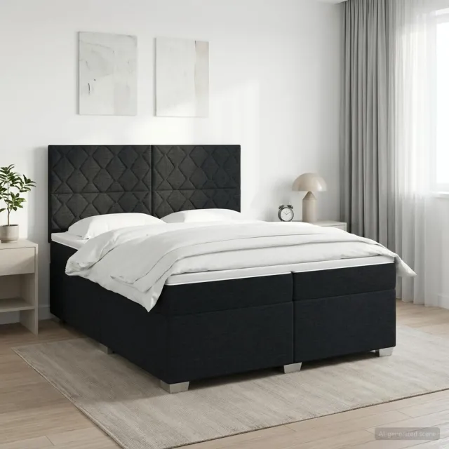 vidaXL Boxspringbed met matras Zwart 200 x 200 cm Stof