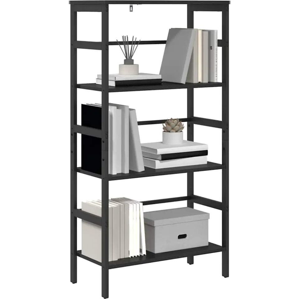 vidaXL Boekenkast 3-laags 60 x 29,5 x 115 cm Bewerkt hout Zwart Eiken
