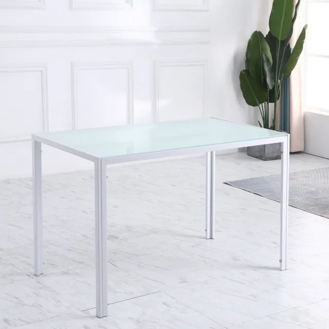 MIVRAY Eettafel - Rechthoekig Met Gehard Glazen Blad En Metalen Frame - Voor Dineren Met Vier Personen - Wit - 120 X 60 X 75 Cm