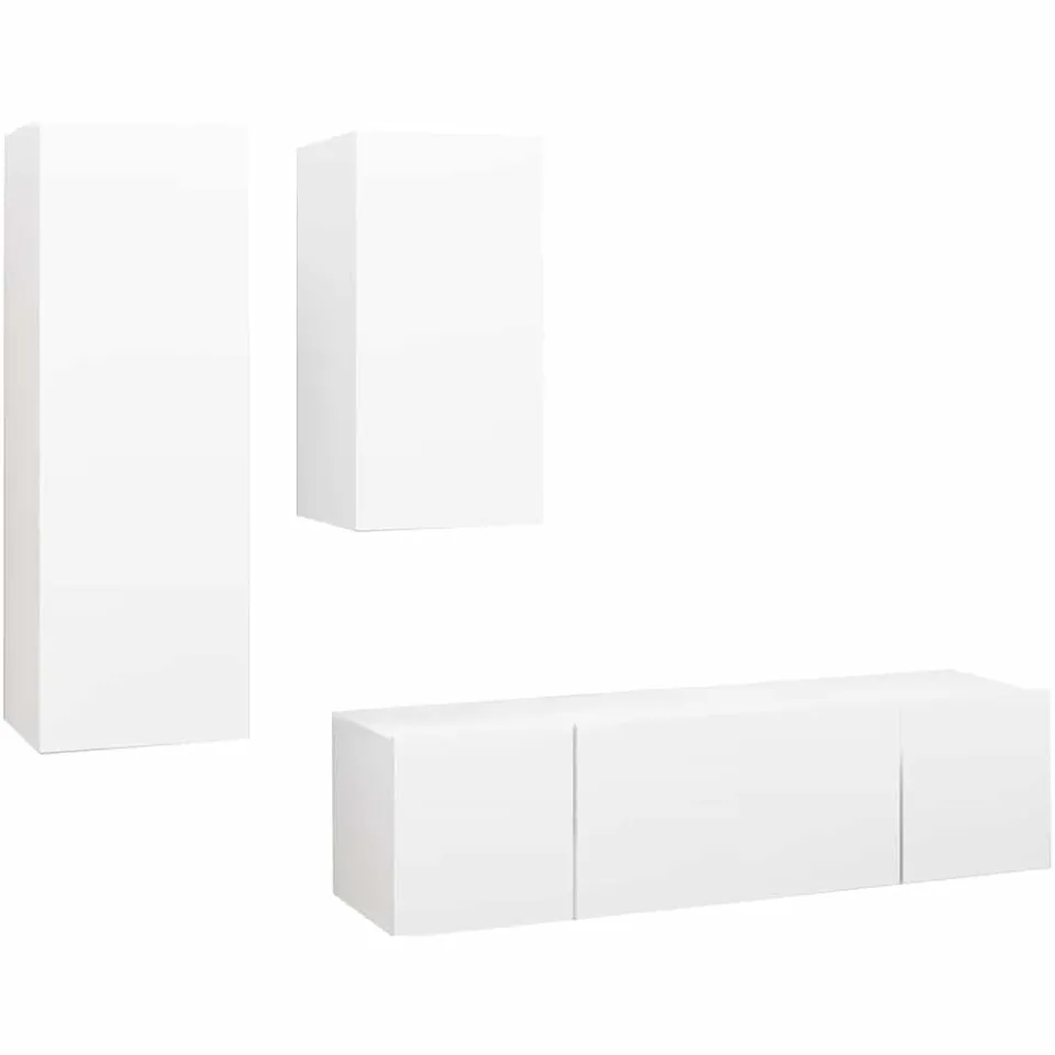 vidaXL 4-delige Tv-meubelset bewerkt hout wit