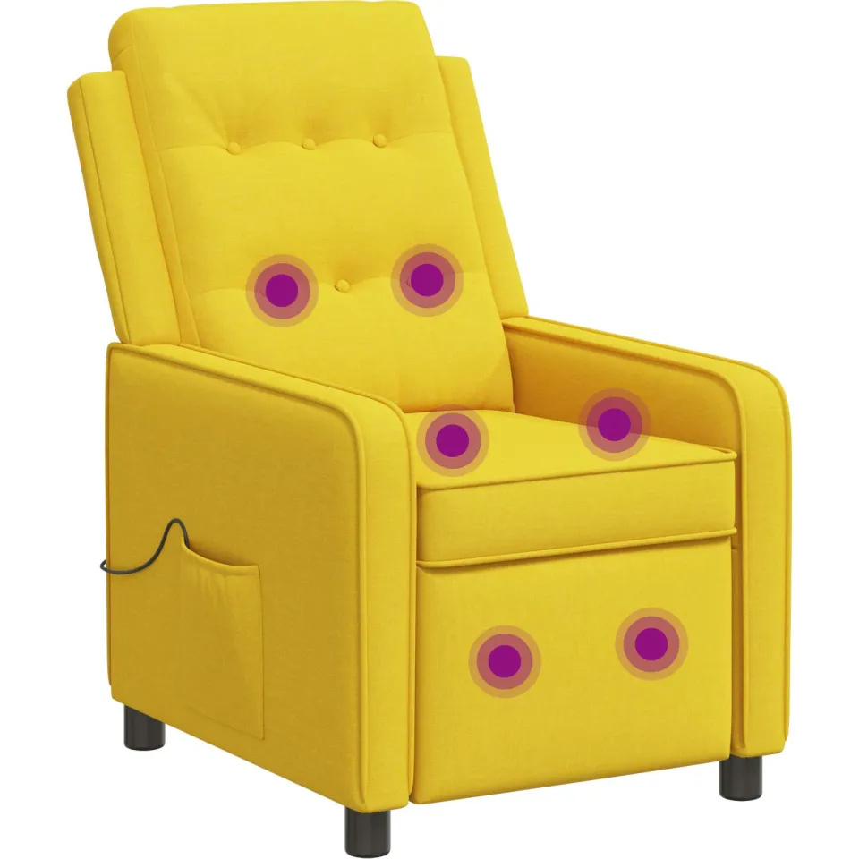 vidaXL Massage-relaxstoel Licht Geel 65 x 93 x 102 cm Stof Lemon Chiffon