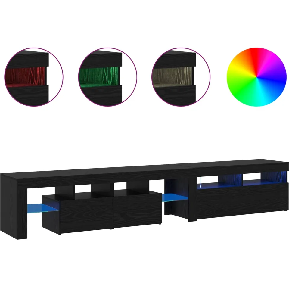 vidaXL TV-kast 2 st Zwart Eiken Bewerkt hout, foto 4