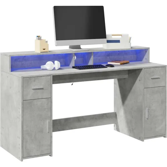 vidaXL Desk Betongrijs 160 x 55 x 91 cm Engineered Wood
