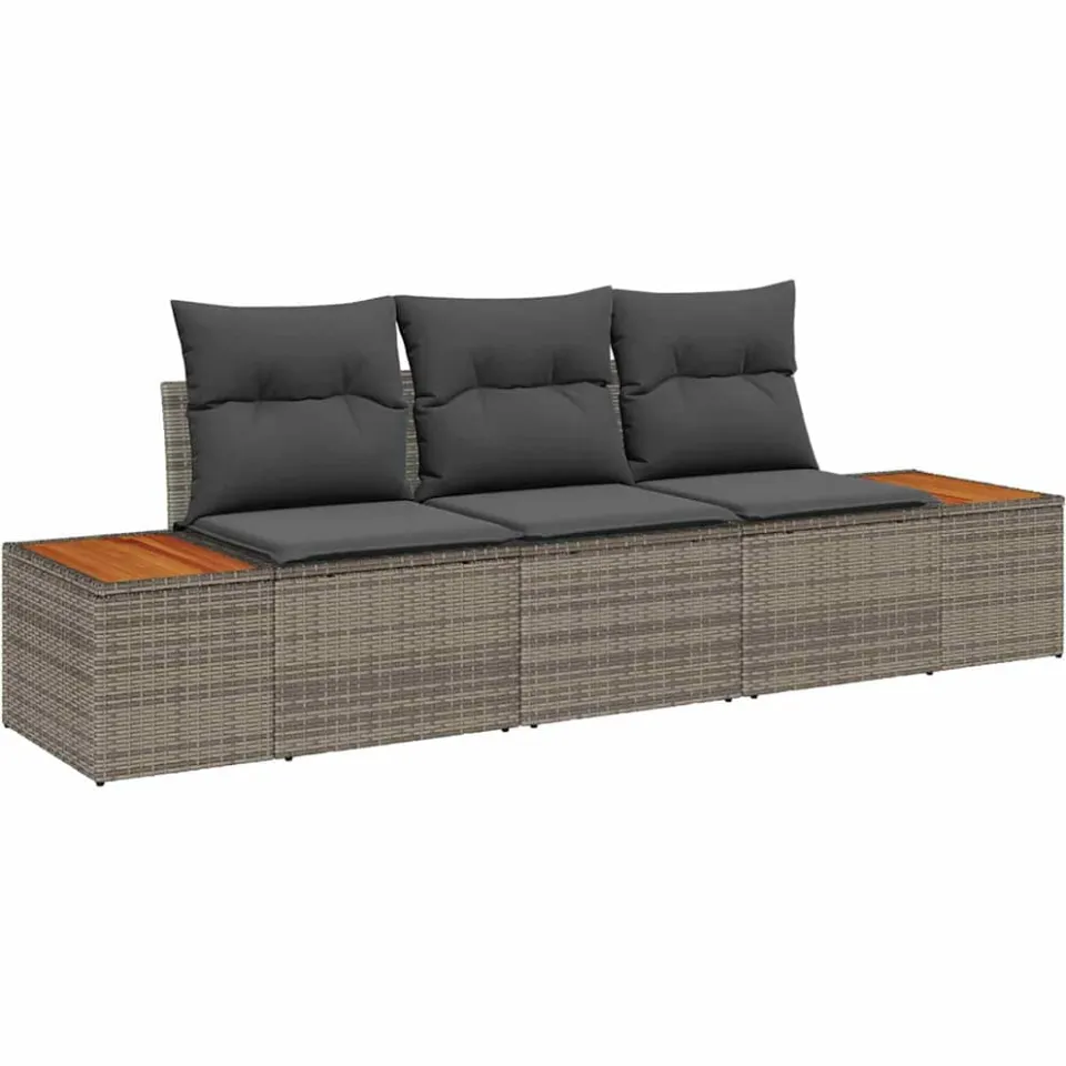 vidaXL Tuin Sofa Set 3 st Grijs poly rattan Lichtgrijs