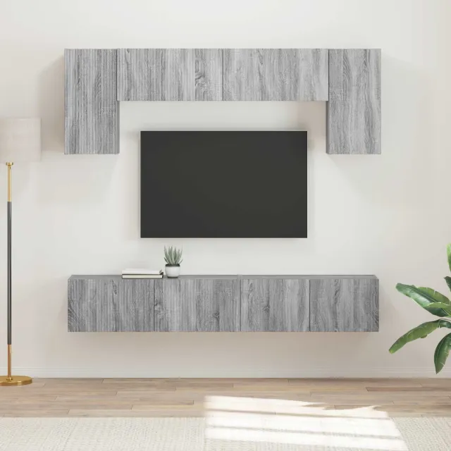 vidaXL Tv-meubelset 4 st Grijs Sonoma Bewerkt hout