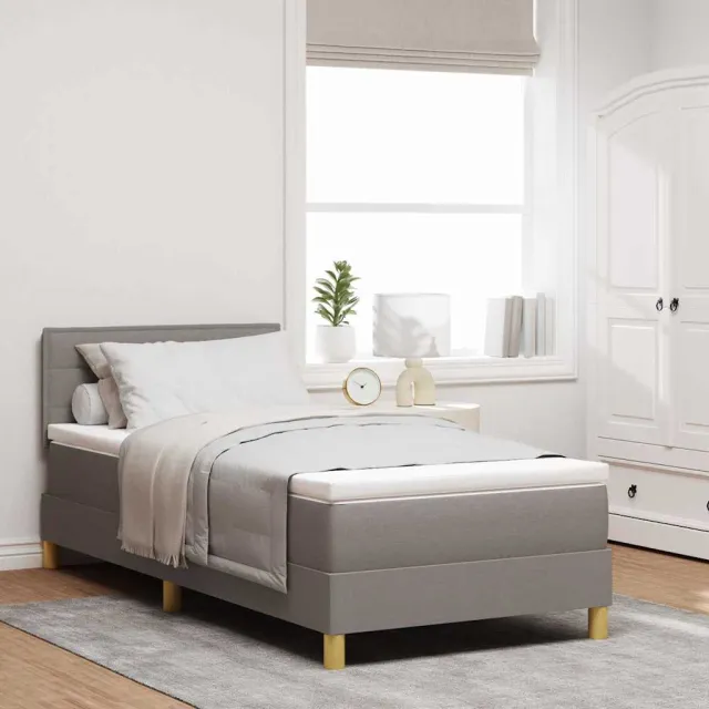vidaXL LED Box Spring Bed met hoofdeinde Taupe 90 x 190 cm Stof