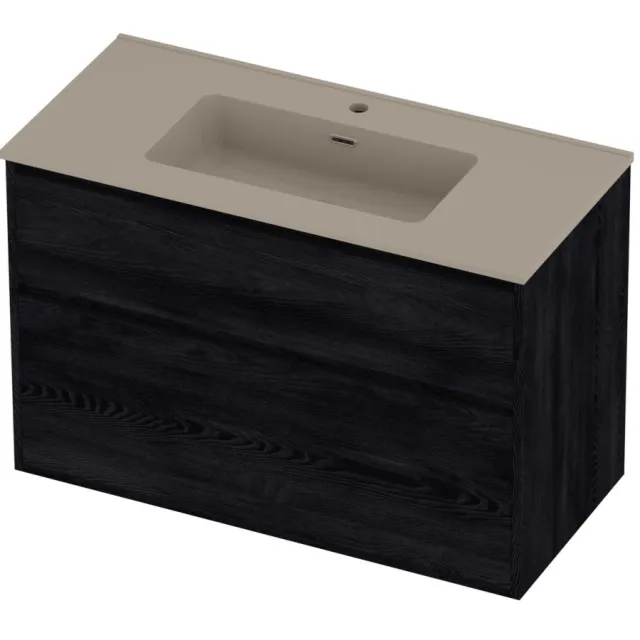Proline Tribute Badmeubelset Porselein Elegant 1 Gat 100x46x67 cm Mat Crème Cotton Black Oak Eiken