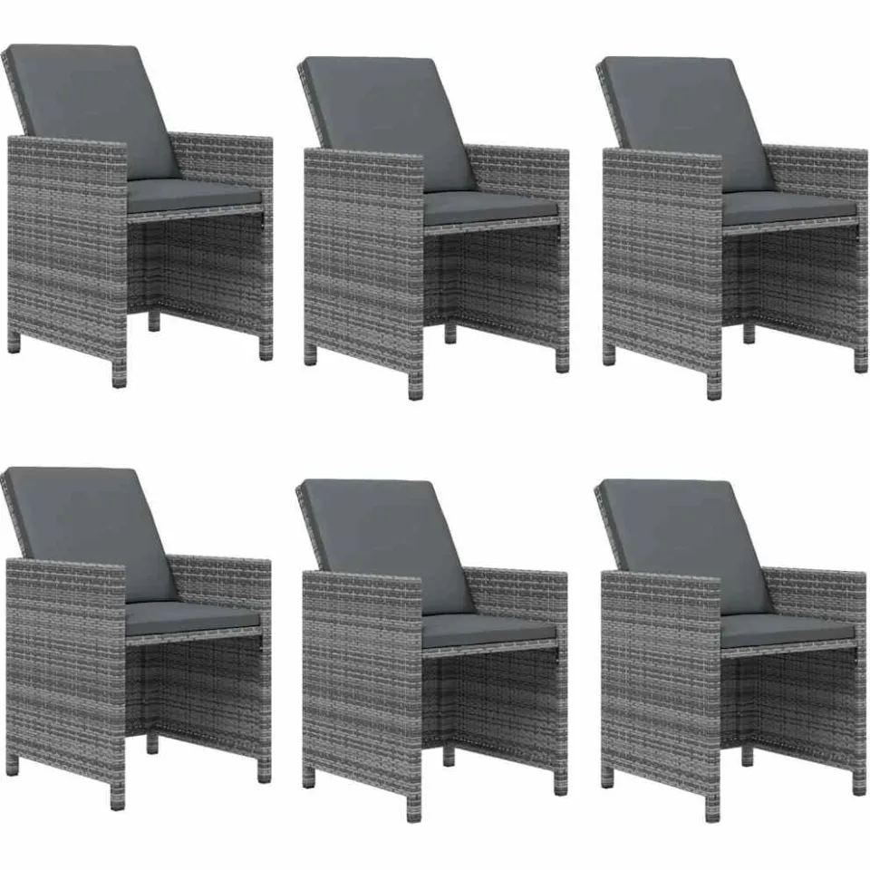 vidaXL 7-delige Tuinset met kussens poly rattan grijs, foto 3