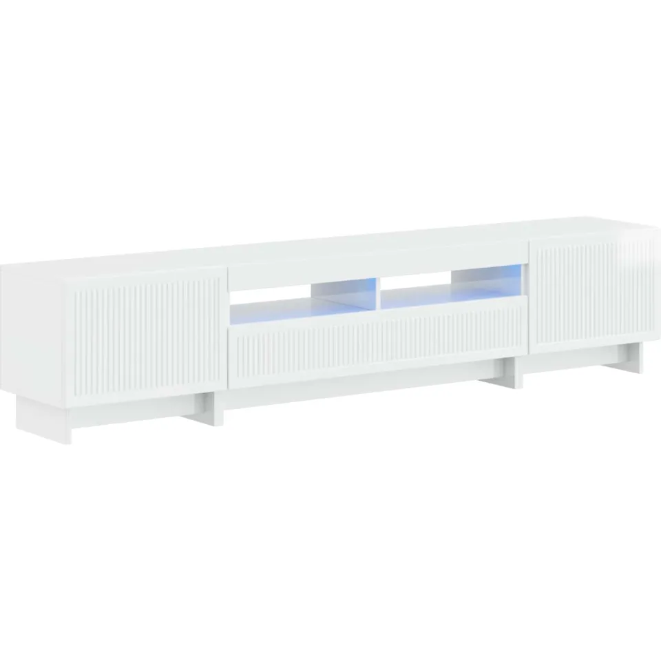 vidaXL 5-delige LED TV-kast Hoogglans Wit Bewerkt hout