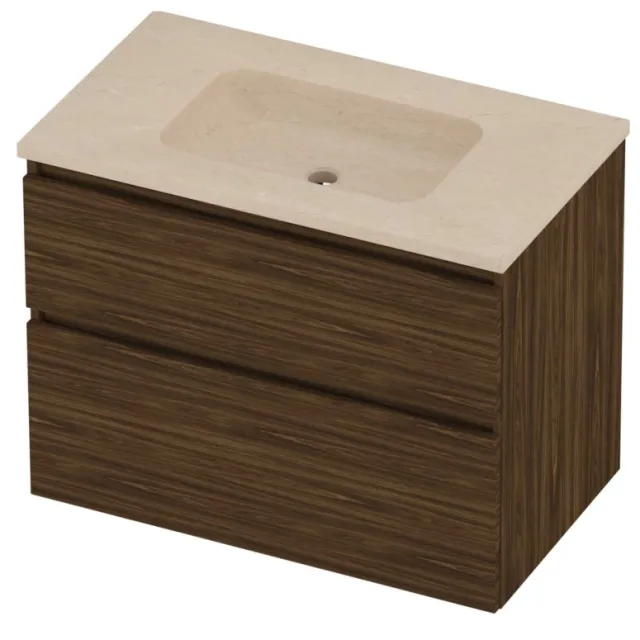 Proline Rollo Badmeubelset Hardsteen Elegant Zonder Kraangat 80x46x62 cm Sand Stone Cabana Oak Eiken