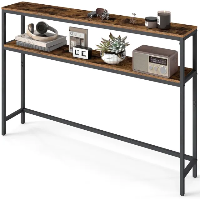 Vasagle Console Tafel - Haltafel - 2 Planken - Voor Hal Woonkamer Slaapkamer Vintagebruin-Zwart