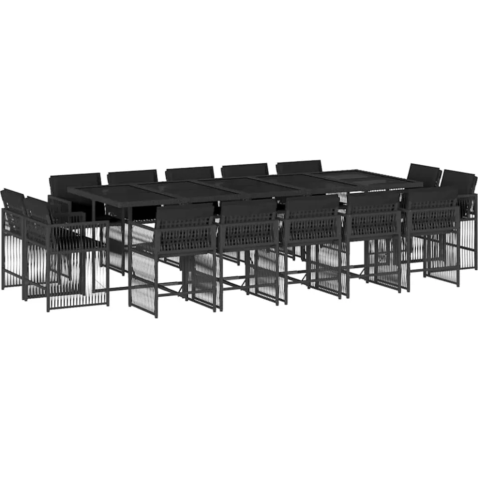 vidaXL 15-delige Tuinset met kussens poly rattan zwart, foto 3