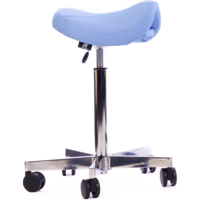 OKAPI® Arctic zadelkruk SKY BLUE - MEDIUM gasveer - COMPACT zadel - kapperskruk kappersfiets tabouret Blauw medium