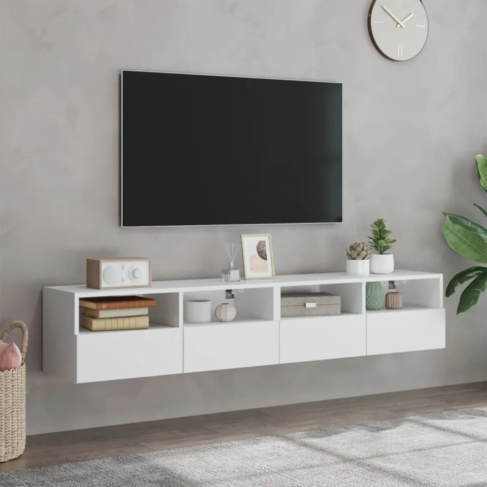 vidaXL Tv-wandmeubels 2 st 80x30x30 cm bewerkt hout wit, foto 3