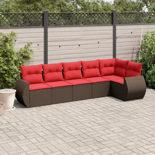 vidaXL 6-delige tuinbankset met kussens, bruin polyrotan, foto 2