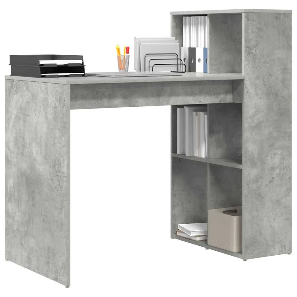 vidaXL Bureau Beton Grijs 108 x 55 x 103 cm Bewerkt hout