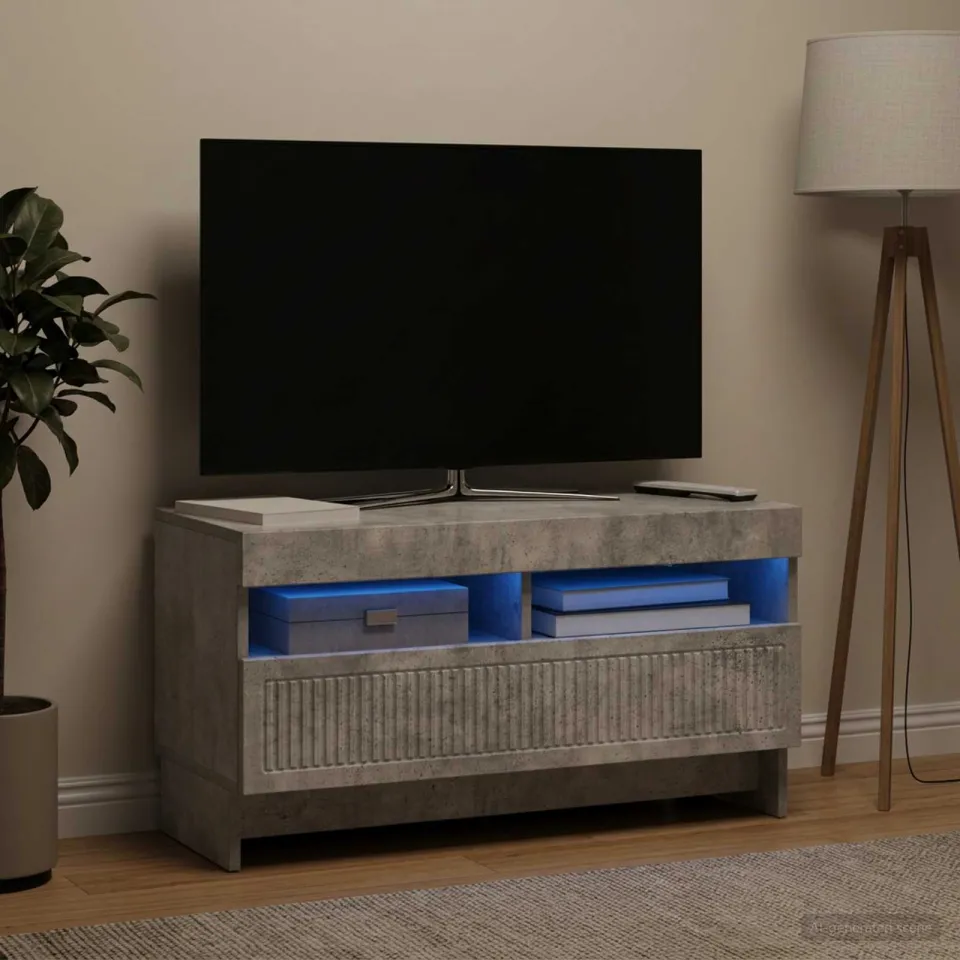 vidaXL LED tv-meubel EDE 81 x 35 x 43 cm Betongrijs grijs, foto 4