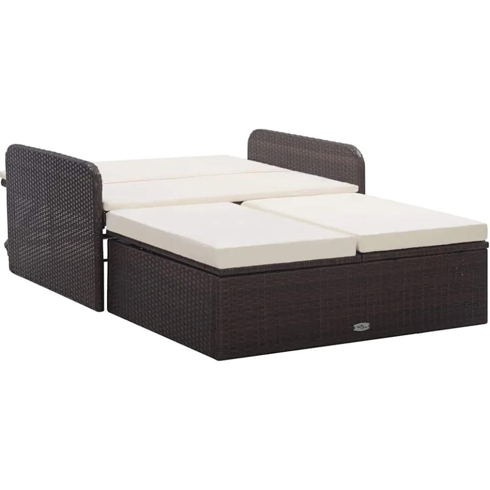 vidaXL 2-delige Loungeset met kussens poly rattan bruin, foto 3