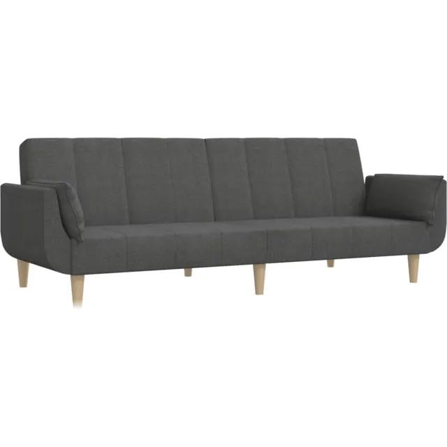 vidaXL Slaapbank - 2-zits - met - 2 - kussens - stof - donkergrijs