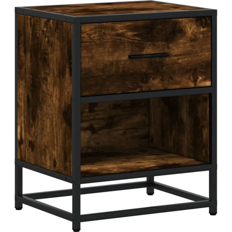 vidaXL Nachtkastje 40x31x50 cm bewerkt hout gerookt eikenkleurig Bruin