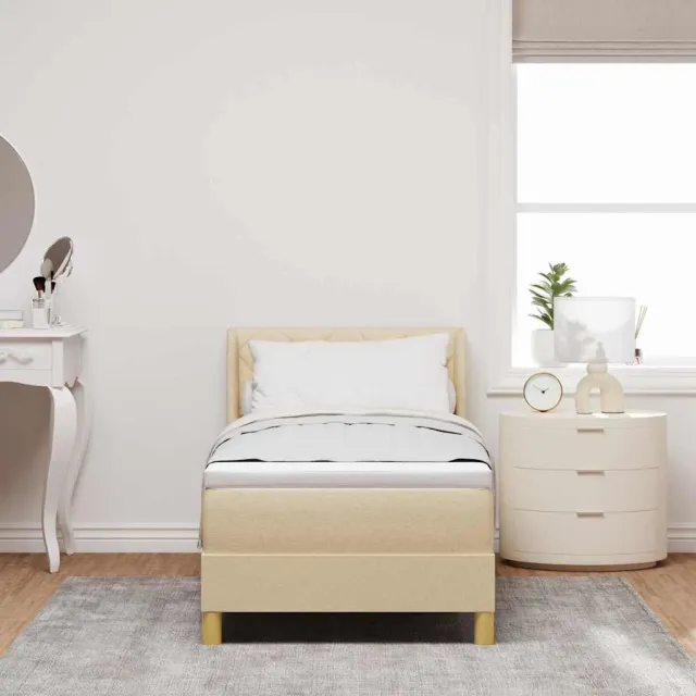 vidaXL Boxspringbed met hoofdeinde Crème 200 x 80 cm Stof