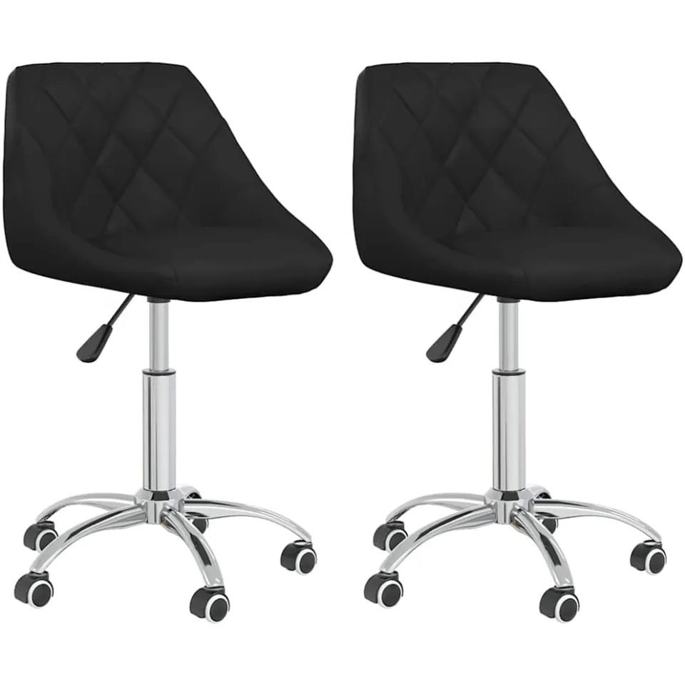 vidaXL Eetkamerstoelen draaibaar 2 st kunstleer zwart, foto 3