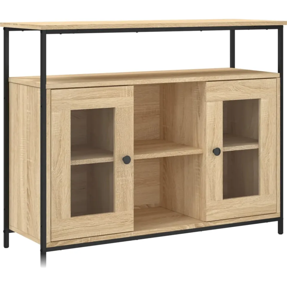vidaXL Dressoir 100x35x80 cm bewerkt hout sonoma eikenkleurig, foto 3