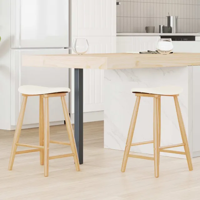 vidaXL Eettafelstoelen 2 st Massief Rubberhout Naturel 46 x 37 x 63 cm Bruin