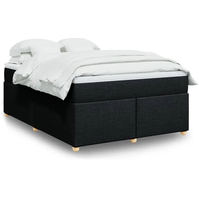 vidaXL Boxspring met matras stof zwart 140x190 cm
