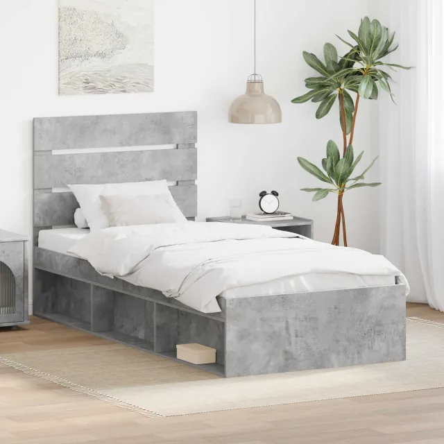 vidaXL Bedframe Concerte Grijs 75 x 190 cm Massief grenenhout