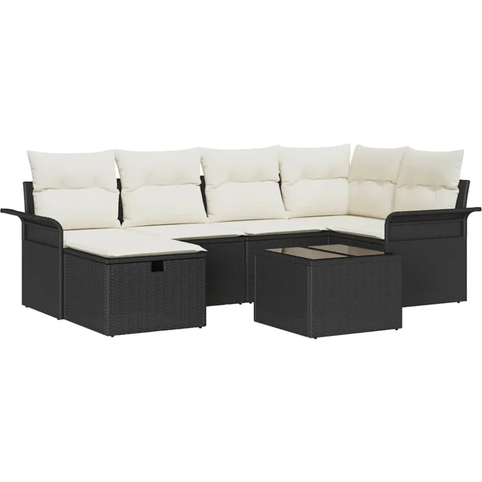 vidaXL Tuin Sofa Set 7 st Poly riet Bruin
