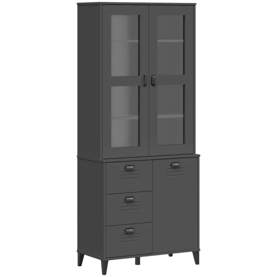 vidaXL Hoge kast VIKEN 80x40x190 cm massief grenenhout antracietgrijs, foto 3