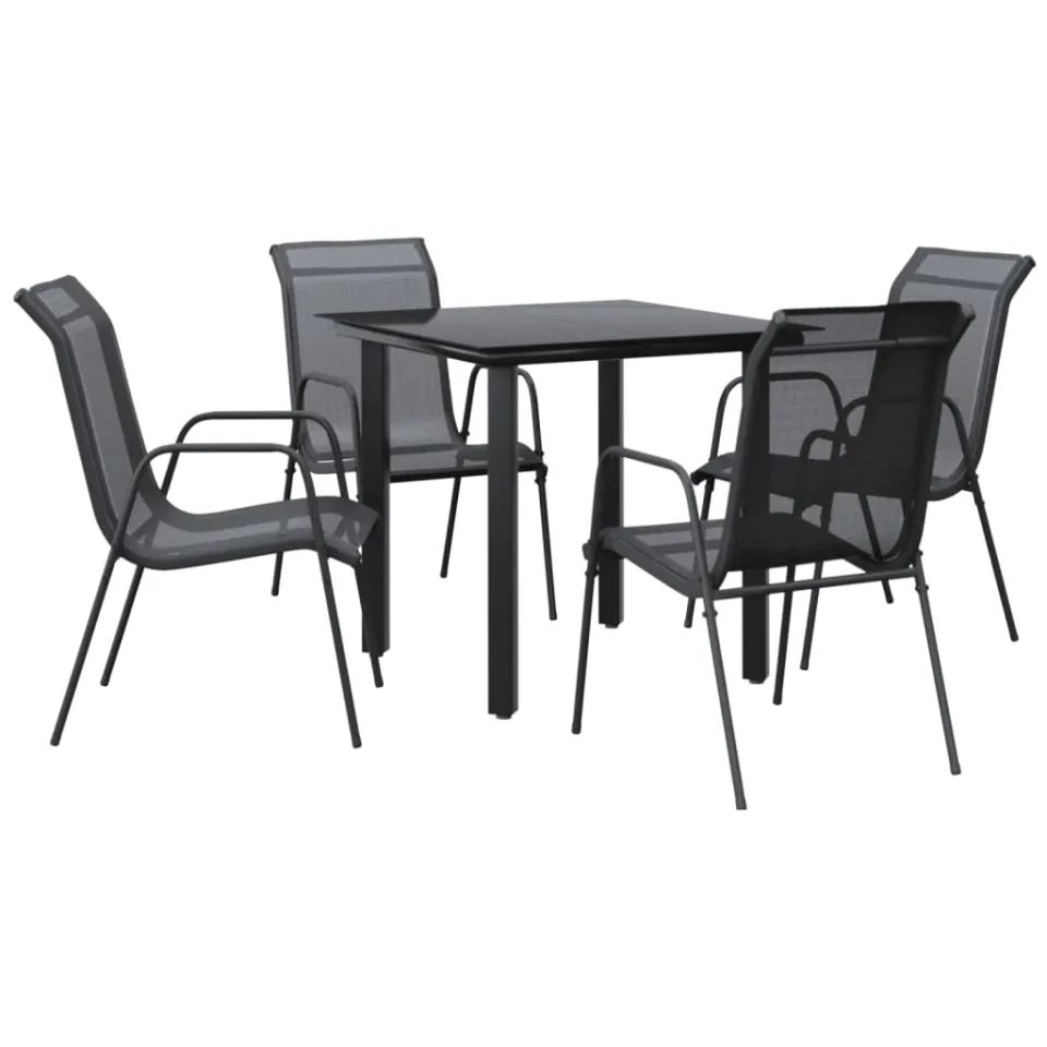 vidaXL 5-delige Tuinset textileen en staal zwart, foto 3