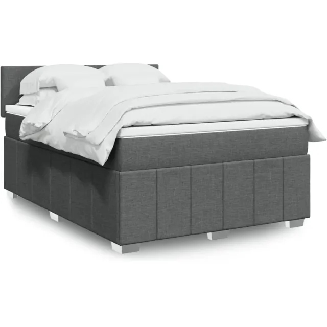 vidaXL Boxspring met matras stof donkergrijs 160x200 cm grijs