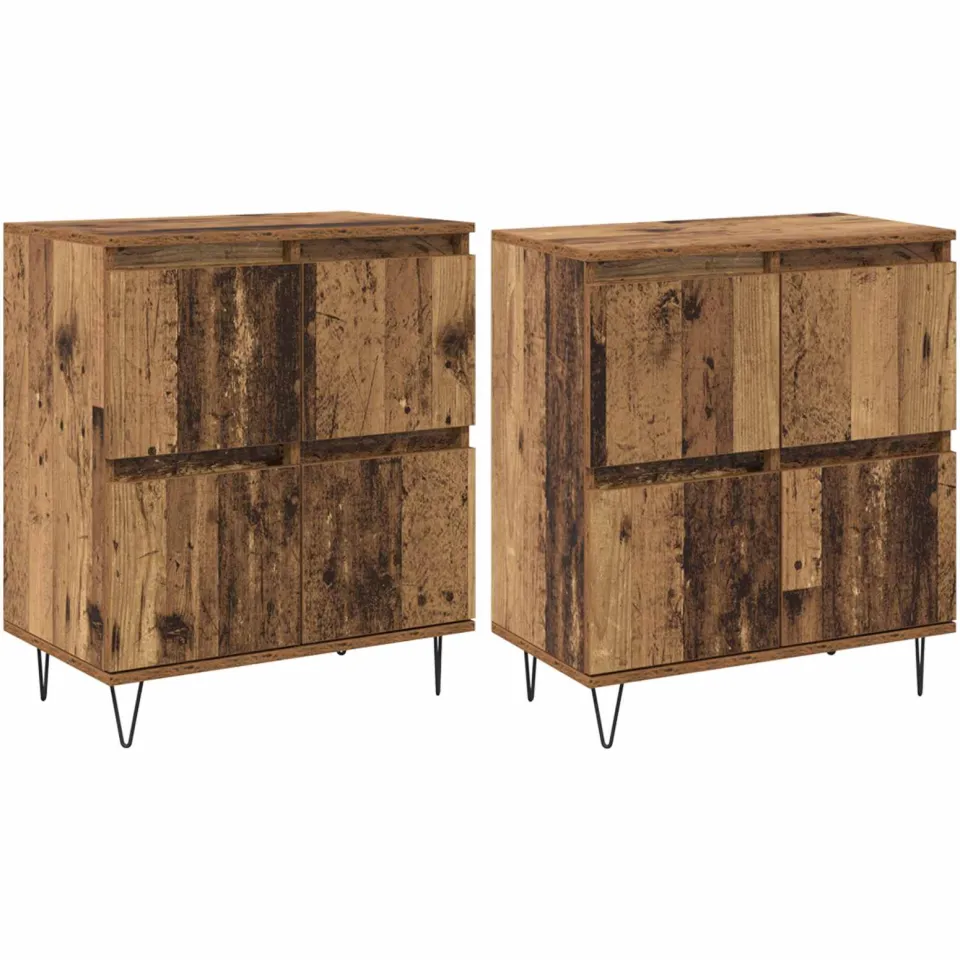 vidaXL Dressoirs 2 st Oud hout 60 x 35 x 70 cm bruin, foto 3