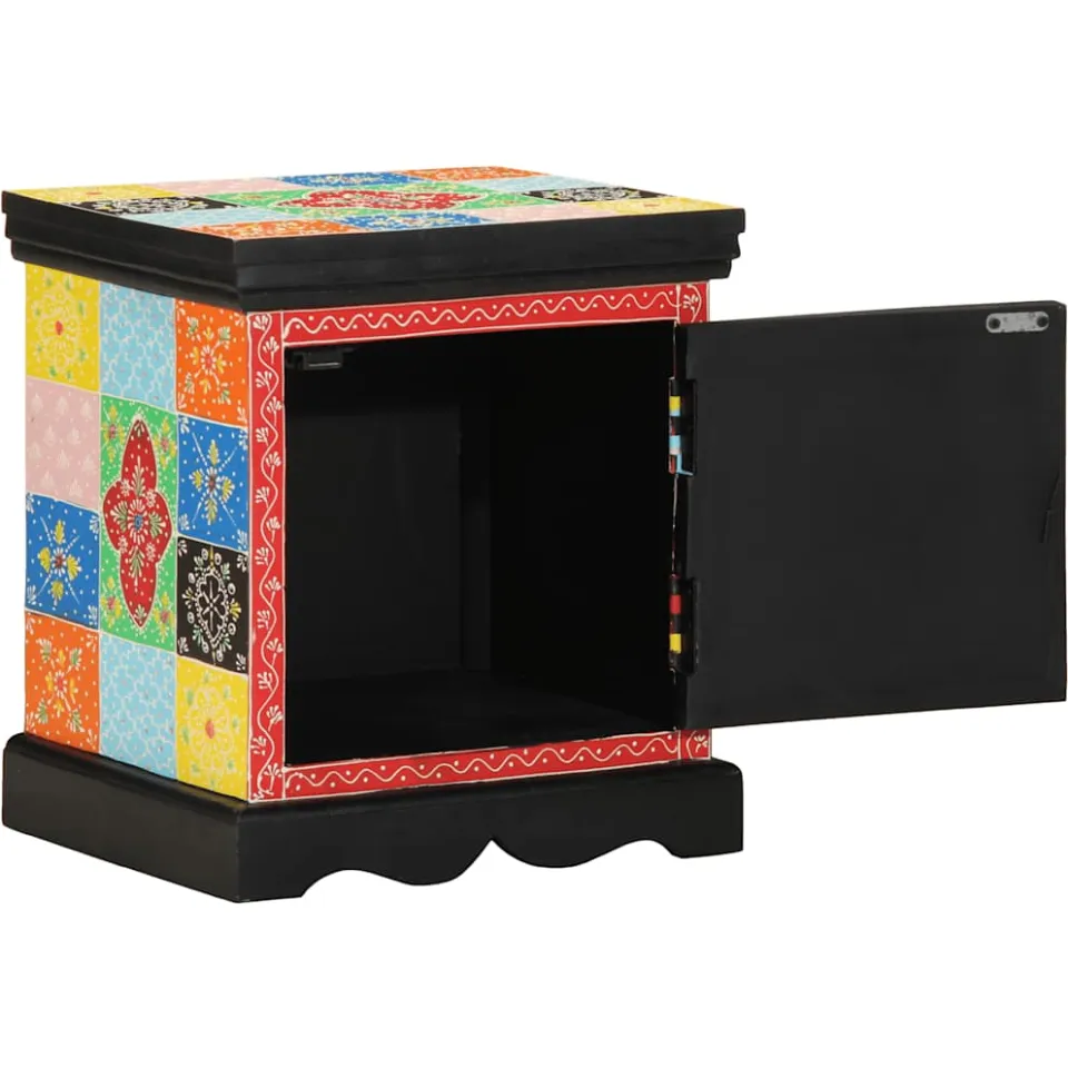 vidaXL Nachtkastje 2 st 40x35x45 cm massief mangohout mango meerkleurig, foto 4