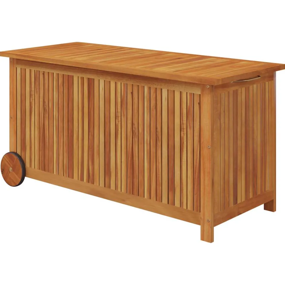 vidaXL Tuinbox met wieltjes 113x50x58 cm massief acaciahout bruin, foto 3
