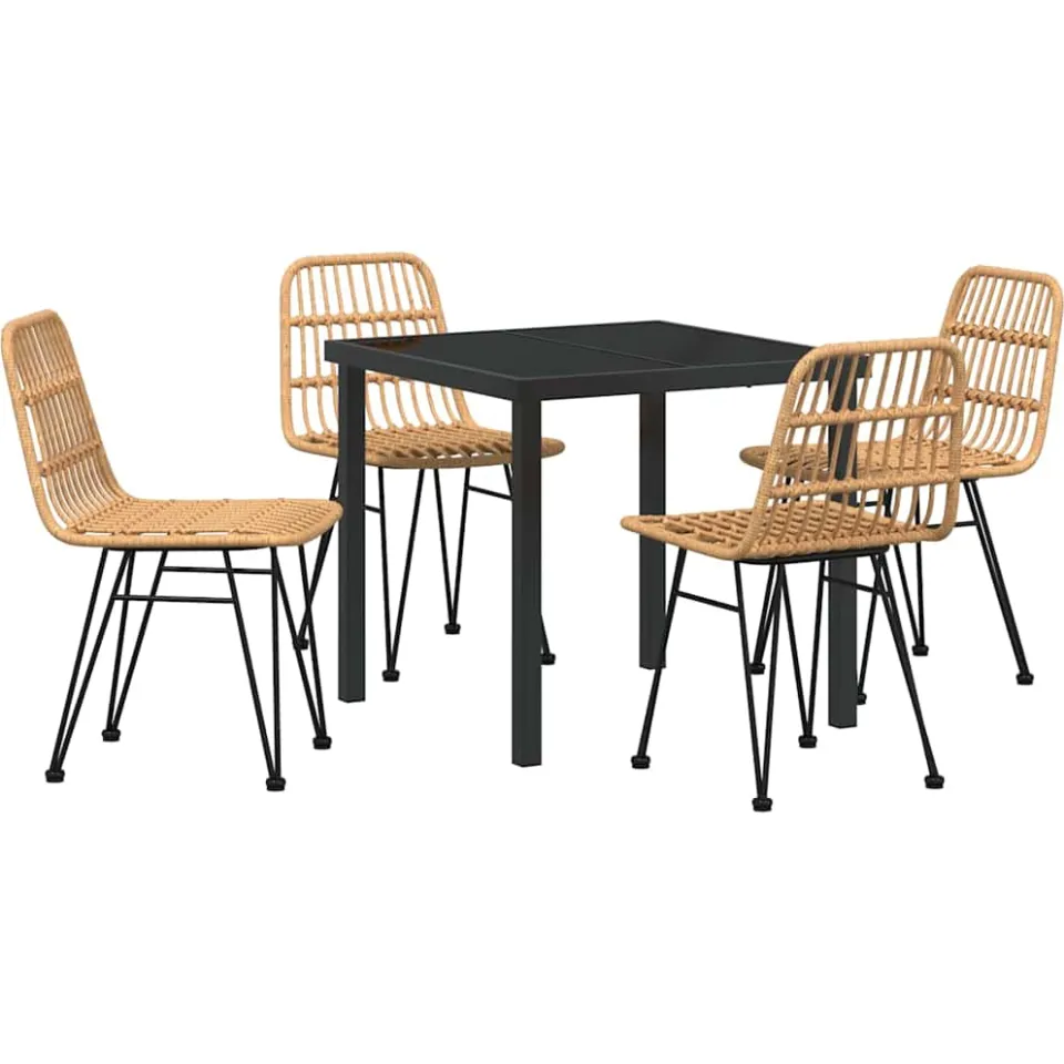 vidaXL Tuin eettafelset 5 st Bruin Gepoedercoat staal